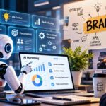 Ilustrasi AI marketing membantu riset, pembuatan konten, personalisasi, dan strategi brand