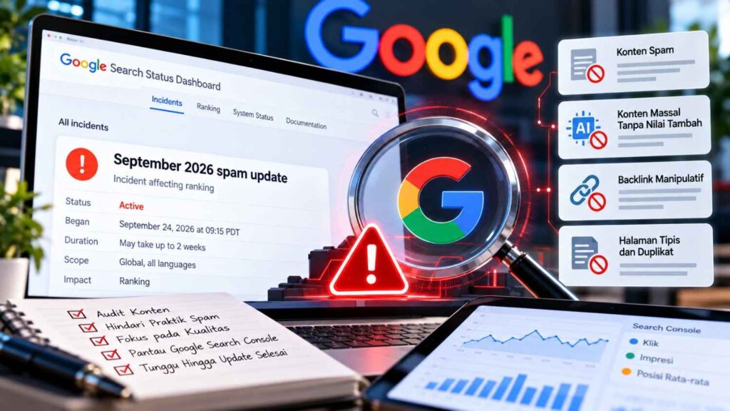 Google Spam Update September 2026 masih berlangsung dan memengaruhi ranking pencarian
