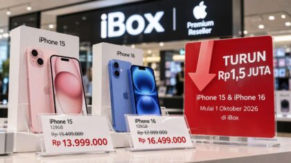 Harga iPhone 15 dan iPhone 16 di iBox turun Rp1,5 juta pada 1 Oktober 2026.