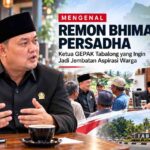 Remon Bhima Persadha, Ketua GEPAK Tabalong dan anggota DPRD Kabupaten Tabalong, dengan latar aktivitas masyarakat, legislatif, dan ikon Kabupaten Tabalong.
