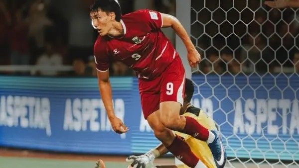 Mitchell Baker merayakan gol Timnas Indonesia ke gawang Bangladesh pada FIFA ASEAN Cup 2026.